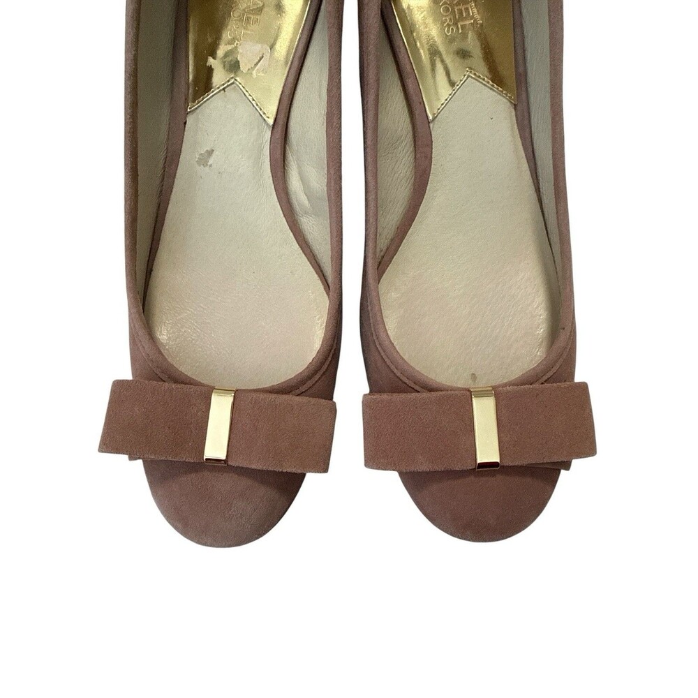 Michael Kors Kiera Flex Suede Bow Pumps Dusty Rose Blush Block Heel 10M - Picture 6 of 10